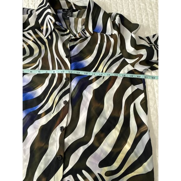 Alison Sheri Womens Zebra Print Long Sleeve Button-Up Blouse S/P - Picture 7 of 10